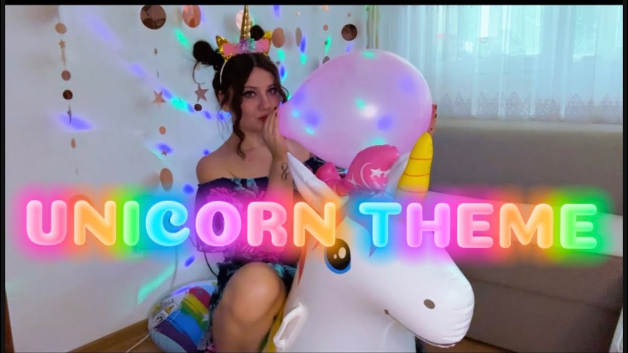 THEMED ASMR | Inflatable Unicorn Play & Balloons Pop 🦄