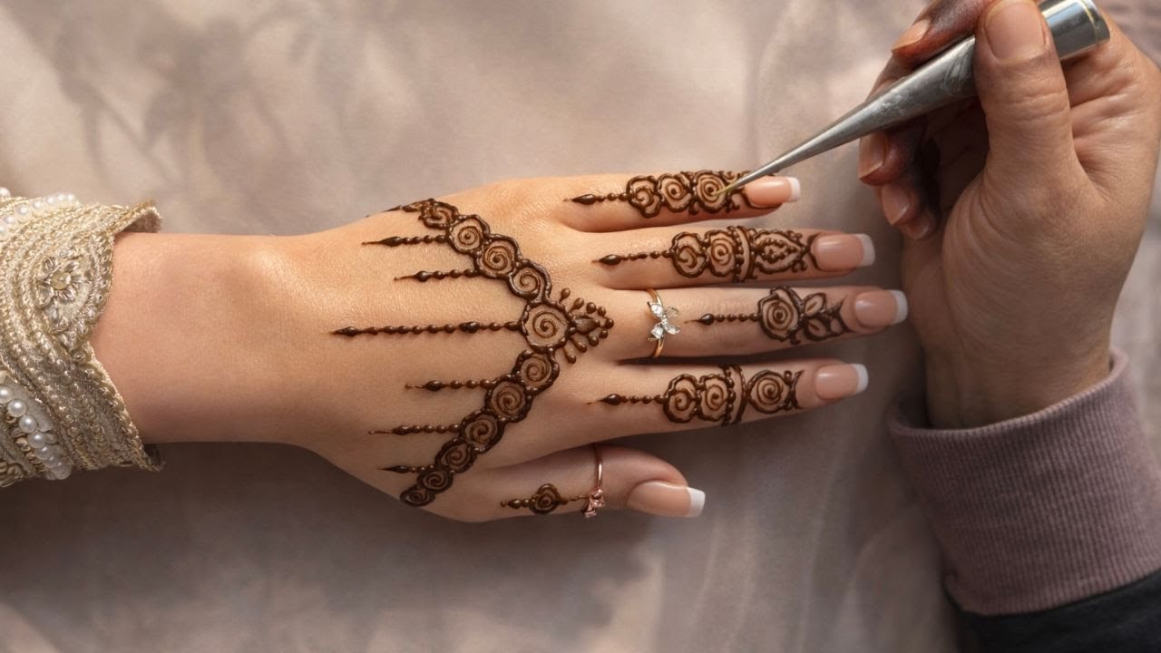 Stylish Quick Eid Henna Design For Back Hand | Easy and Simple Eid Mehndi Design Tutorial #mehndi
