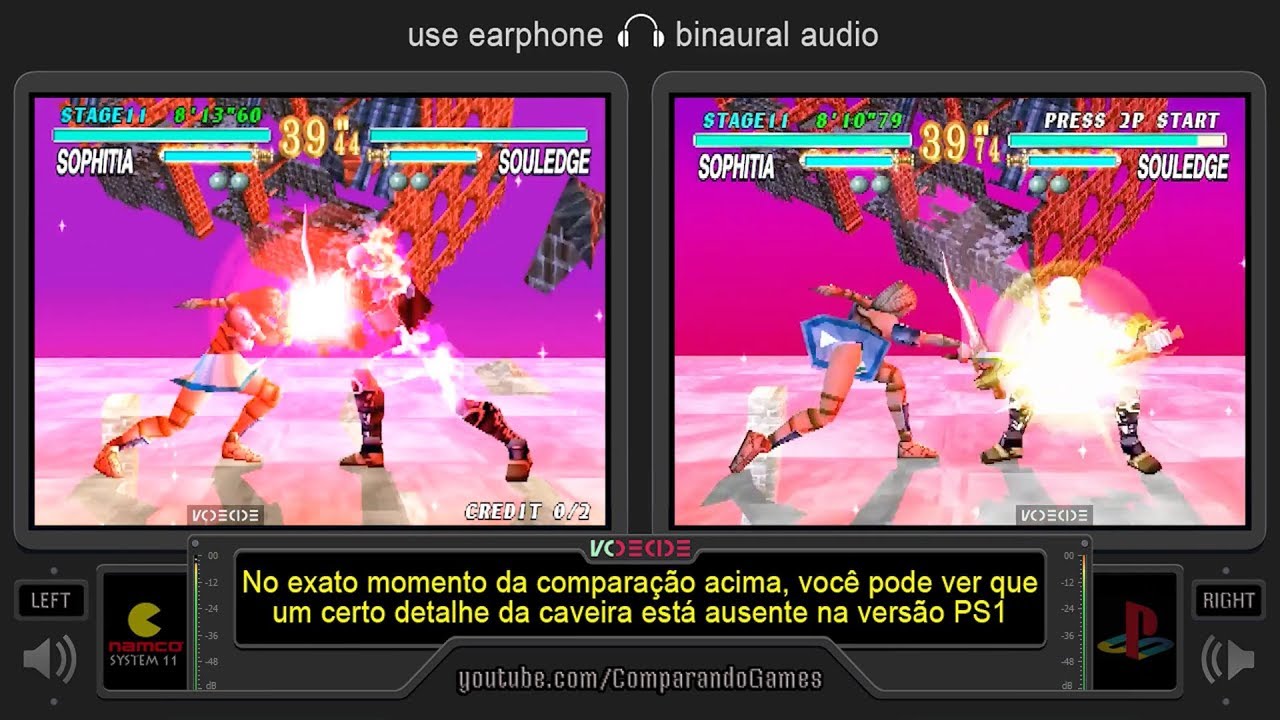 Soul Edge (Arcade vs PlayStation) Side by Side Comparison