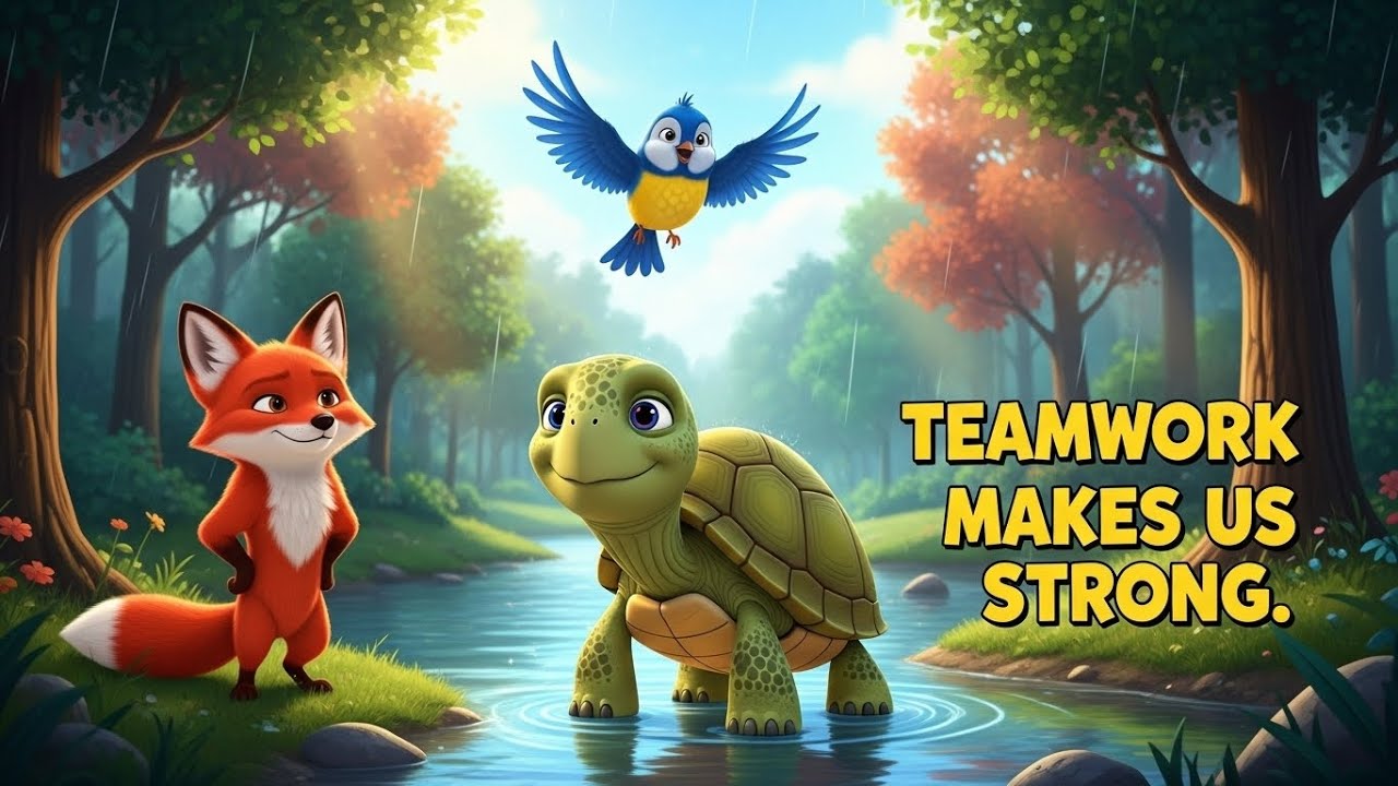 Teamwork Makes Us Strong 🐢🦊🐦 | Kids Moral Story | Animal Bedtime Story