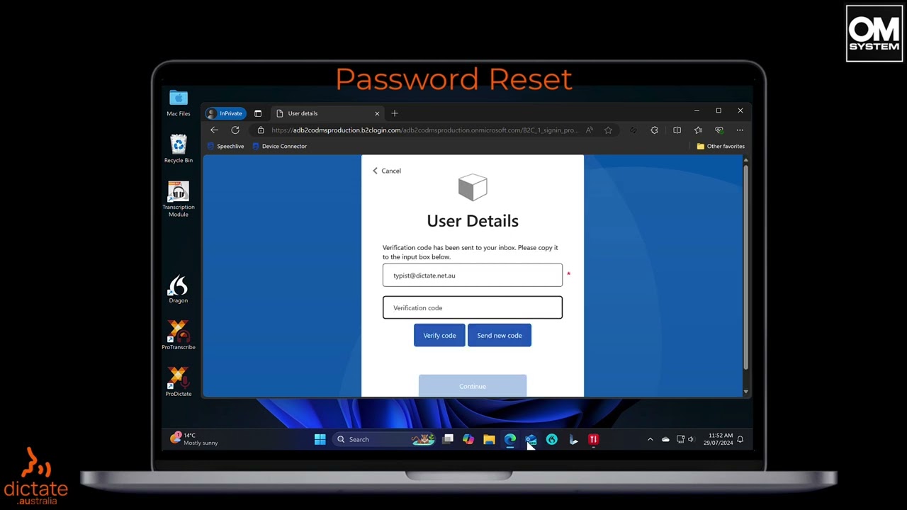How to reset your password - ODMS Cloud dictation and transcription workflow solution from OM System
