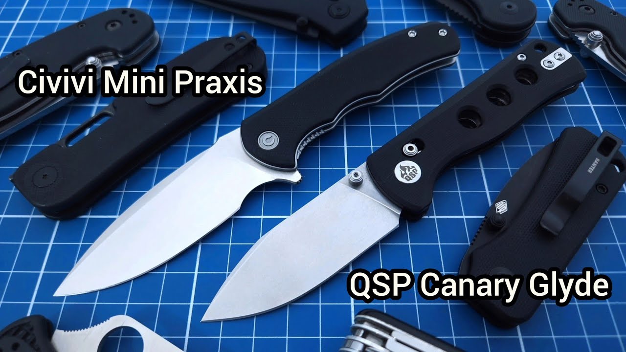 Comparativo de canivetes compactos para EDC. Civivi Mini Praxis vs QSP Canary Glyde! #civivi #qsp