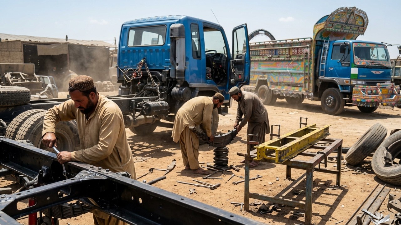 Team of Expert Mechanic Builds 10-Wheeler Truck Piece by Piece – No Workshop Needed!