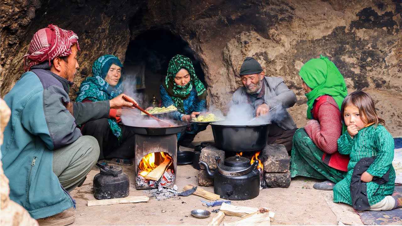 Old Lovers Cooking Local with Twin Children | Village Life Afghanistan