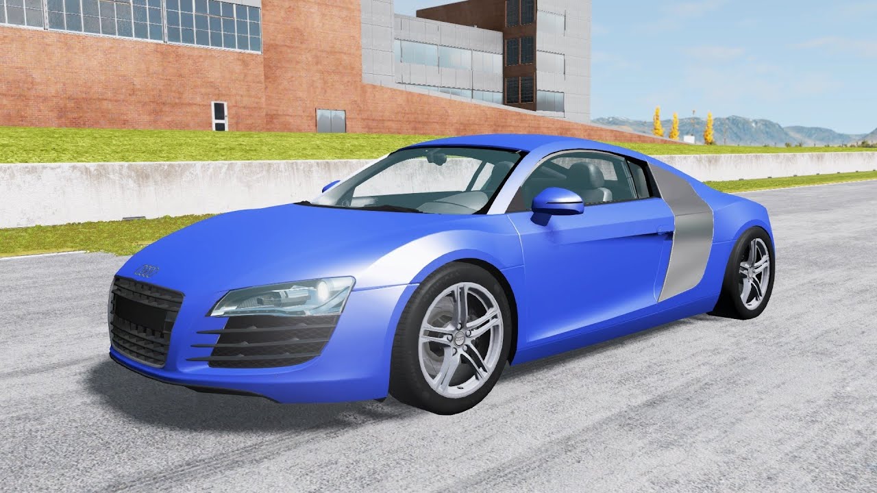 BeamNG.drive - Audi R8 4.2 FSI Quattro 2007 - Car Show Test Drive Crash . 4K 60fps.