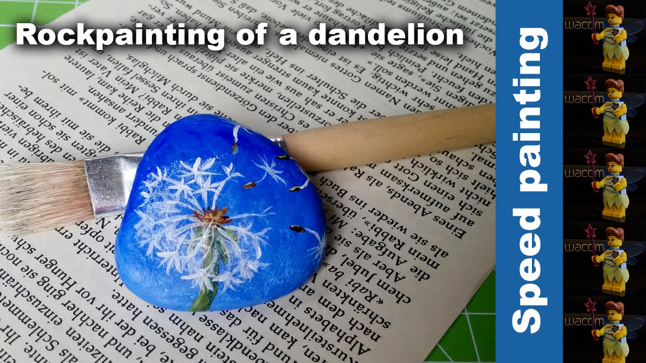 Speed Painting - Rockpainting of a  dandelion