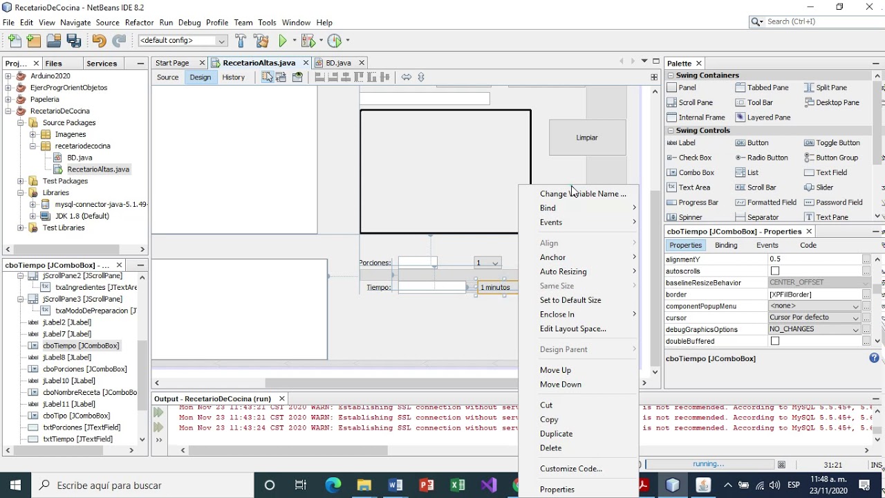 Recetario de cocina en Netbeans con Imagenes
