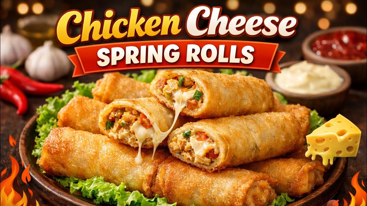 Crispy Chicken Cheese Spring Rolls | Easy Homemade RecipeChicken Cheese Spring Roll Recipe at home 🏠