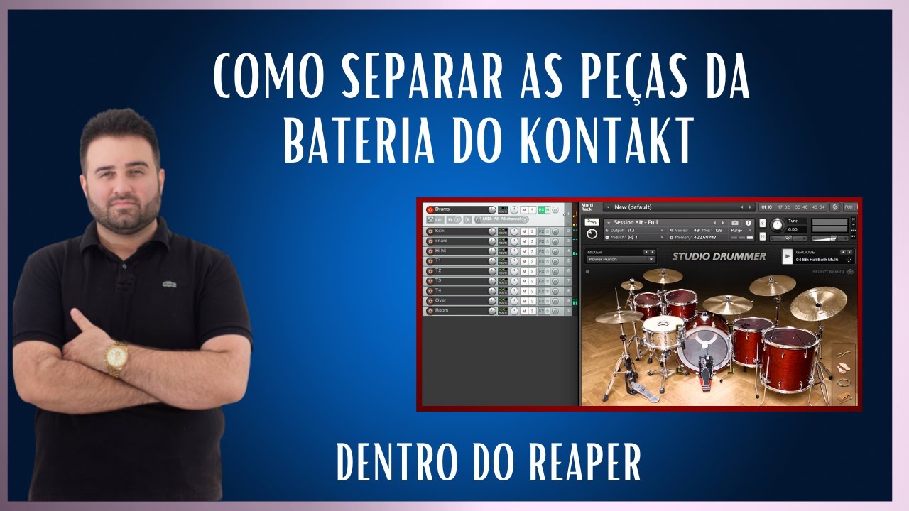 Como separar as peças da bateria do Kontakt dentro do Reaper