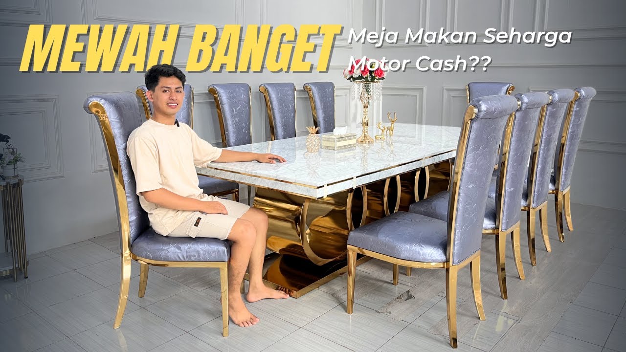 SUPER MEWAH !! MEJA MAKAN STAINLESS JUMBO KURSI 10