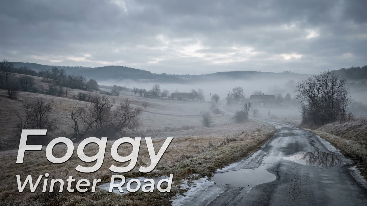 Foggy Winter Road – 3 Hours of Calm Countryside Ambience