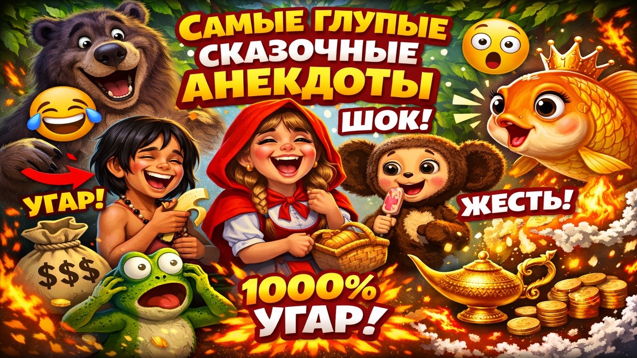 Самые глупые сказочные анекдоты  Про Маугли, Красную Шапочку, Чебурашку и Золотую Рыбку! ?
