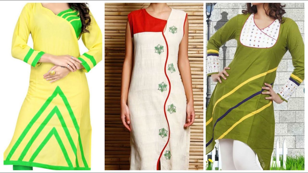 Make plain kurti into designer one by just adding strips,patchwork kurti design ideas