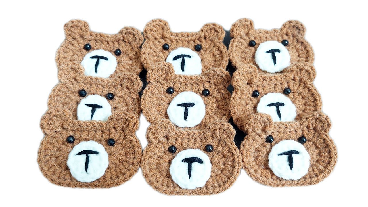 Easy crochet bear face for beginer ถักโครเชต์หน้าหมีง่ายๆสำหรับมือใหม่