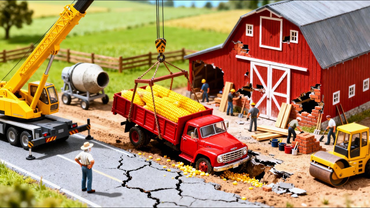 Miniature Rescue: Saving the Corn Tractor 🌽🚜 Repairing the Farm Barn