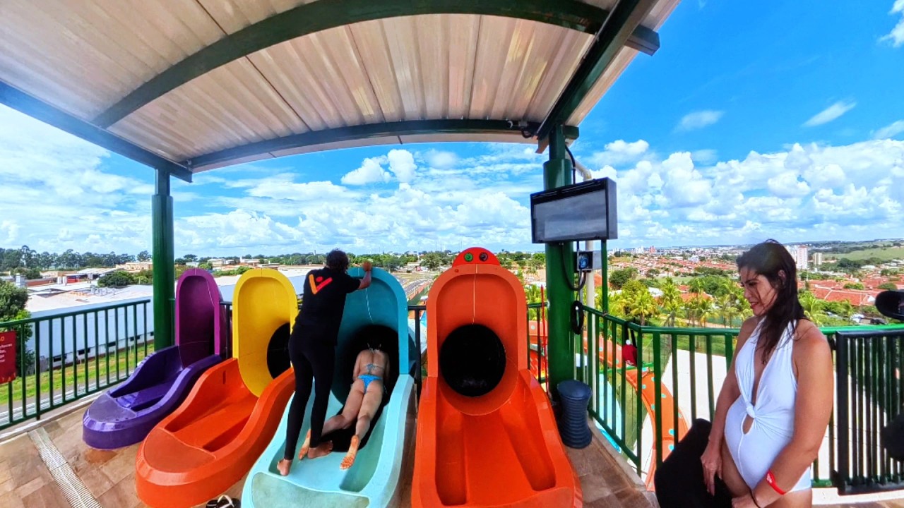 Multi Lane Racer Waterslides at Waterpark Hot Beach in Olímpia, São Paulo