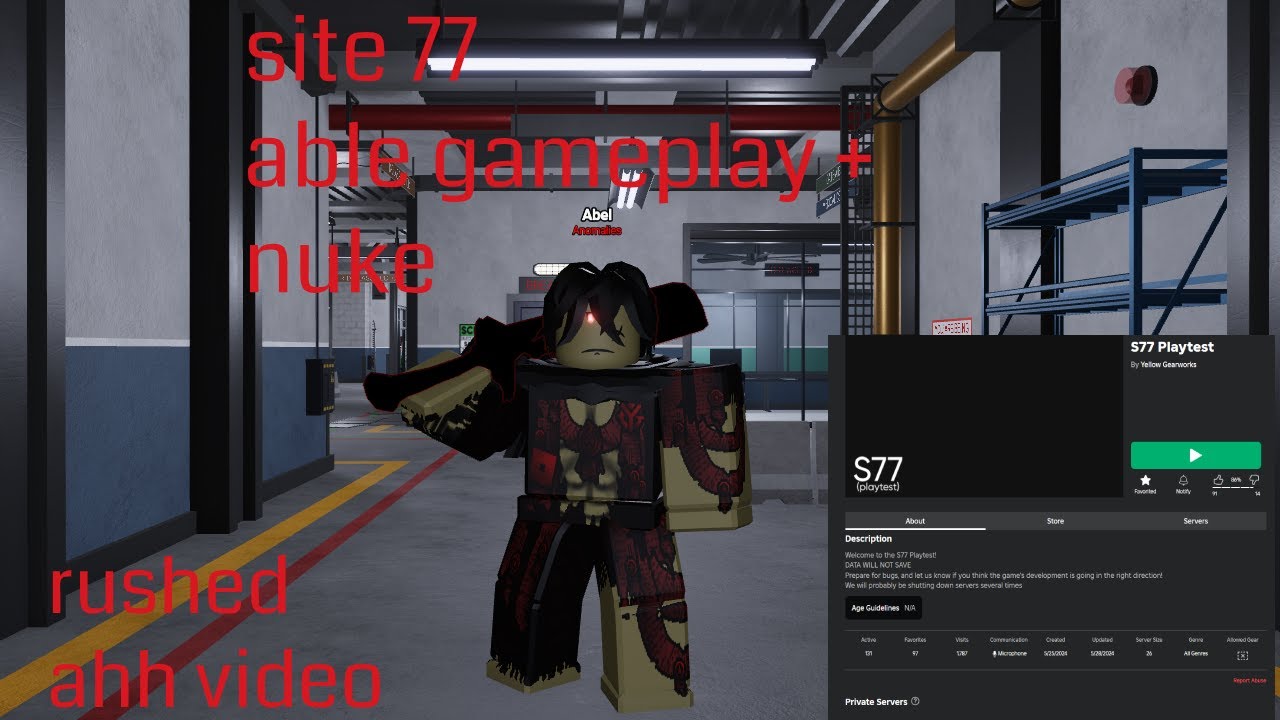 Site 77 Playtest (Site 76 2 basically) - Able/SCP-076 gameplay + nuke
