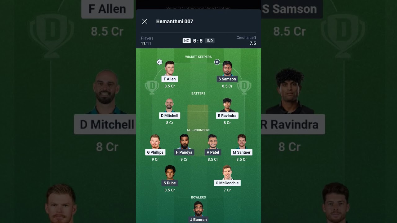 NZ VS IND T20 Dream11 Prediction | NZ VS IND Dream11 Team Of Today Match | NZ VS IND dream11