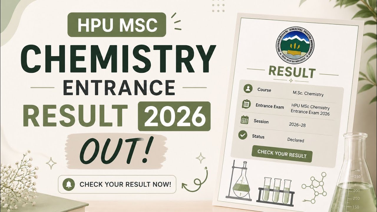Hpu MSc chemistry entrance result 2026 Out. Expected cutoff.