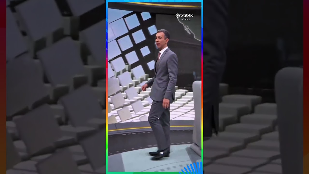 E agora, vamos com o C&eacute;sar Tralli no #JornalHoje! Tudo muito chique! 😲😆 | TV Globo 60 Anos #shorts