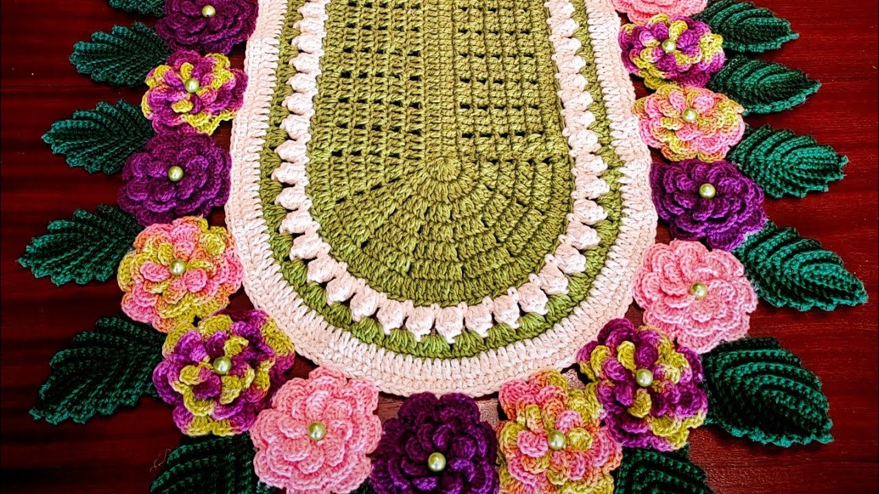 Crochet Garden Flower Table Runner