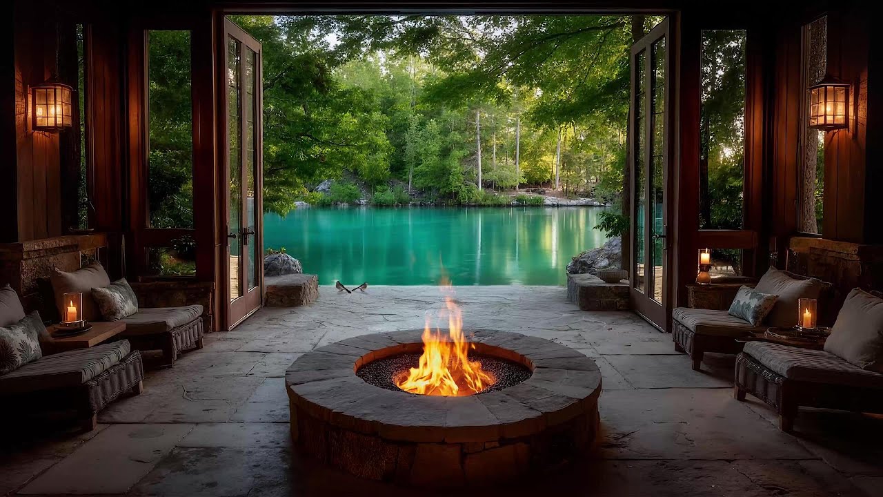 Nature Sounds for Relaxation | Relaxing Waterfall Sounds, Gentle Bird Song & Crackling Fireplace