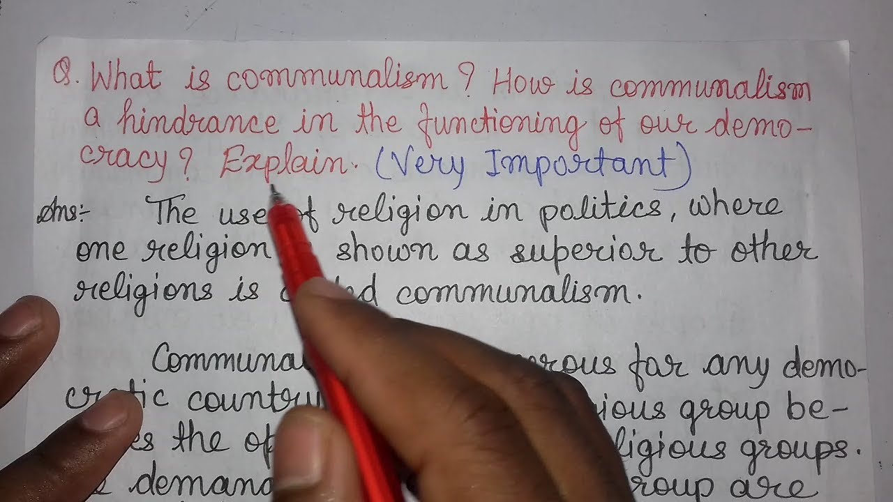 What is communalism?How is it hindrance in any democracy? सांप्रदायिकता का असर