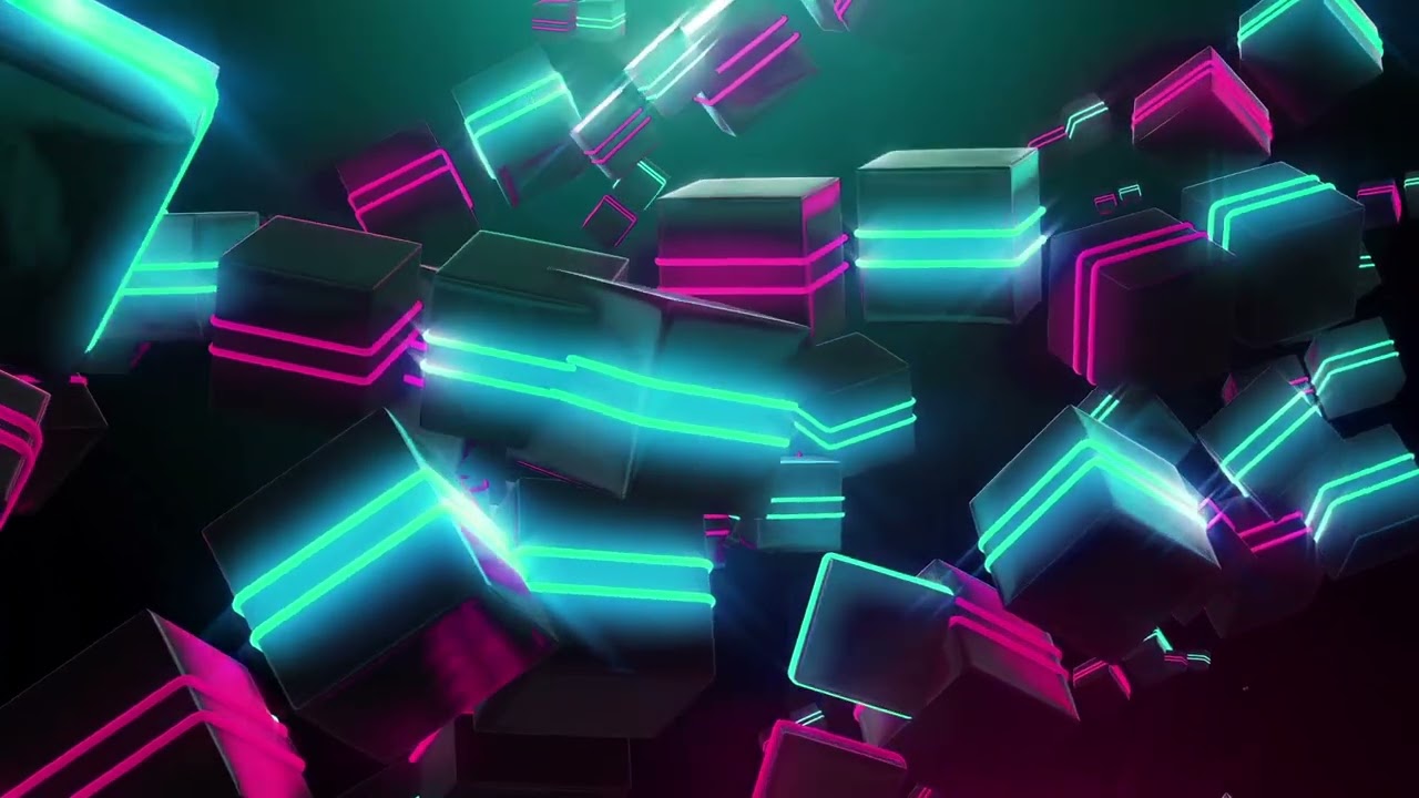 Neon Squares Visual for TV or Screensaver (No Audio)