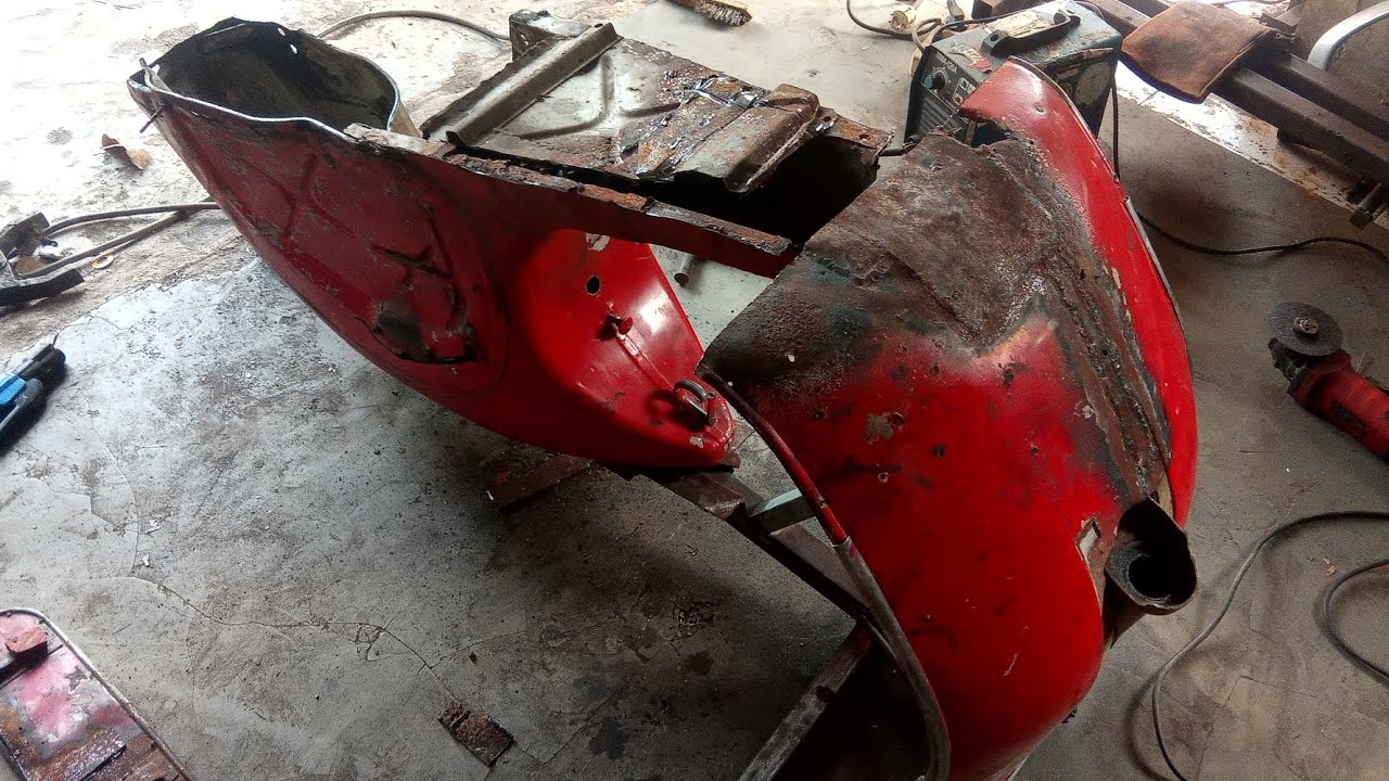 proses ganti deck lantai vespa dan tulang tengah body vespa | Repair Vespa | restorasi vespa
