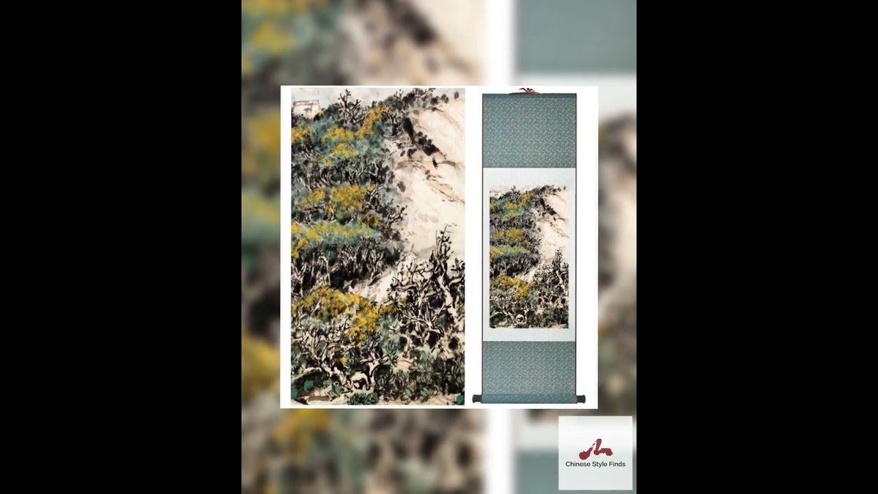 Chinese Art Scroll Painting Landscape Mountain And River Ancient Silk Picture Wall Ideas 14986