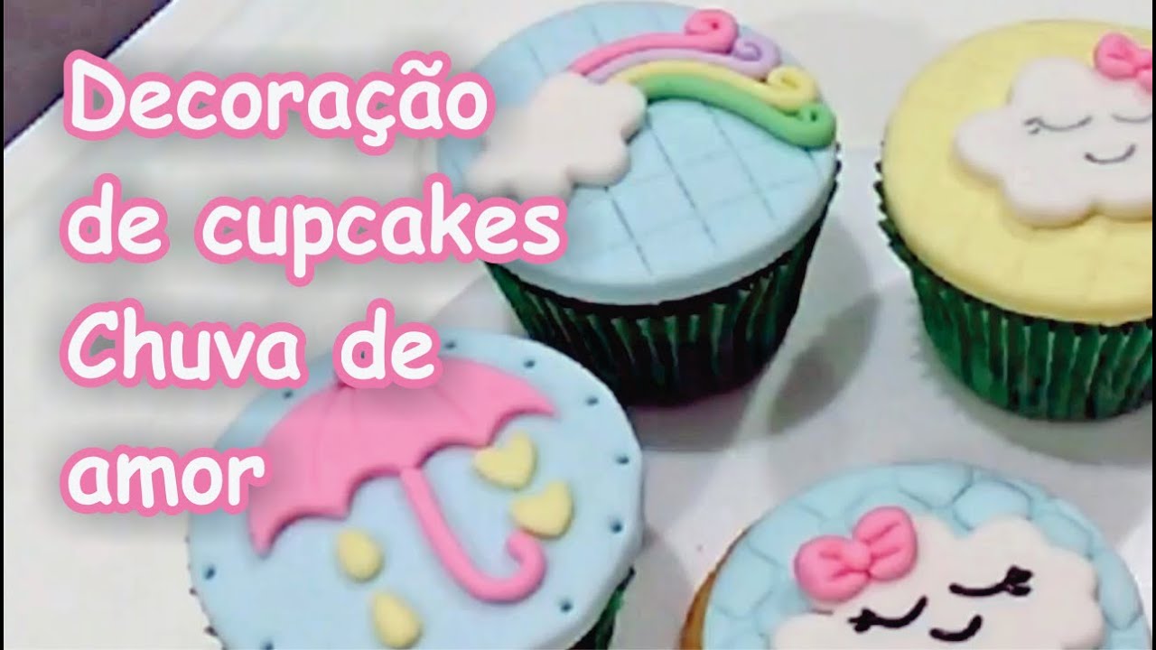 Decoração de cupcakes chuva de amor