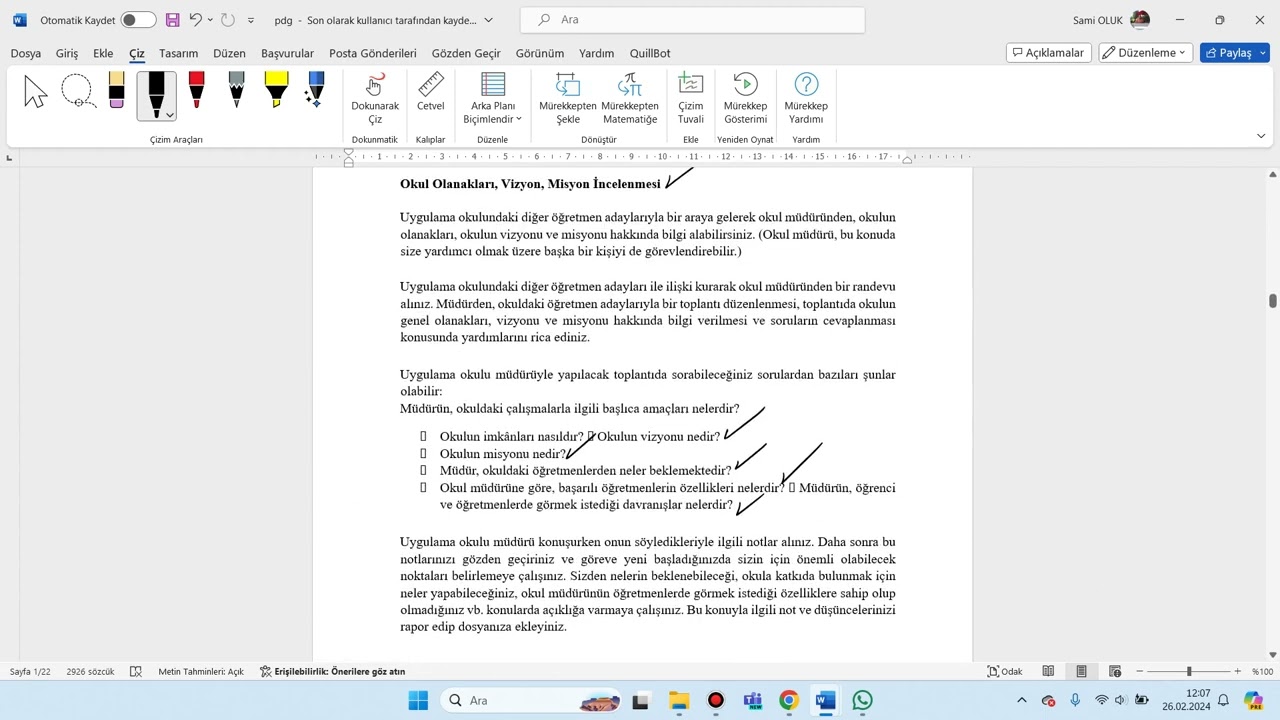Okul Deneyimi (Pedagojik Formasyon Dahil) Dersi dosyası nasıl doldurulur?