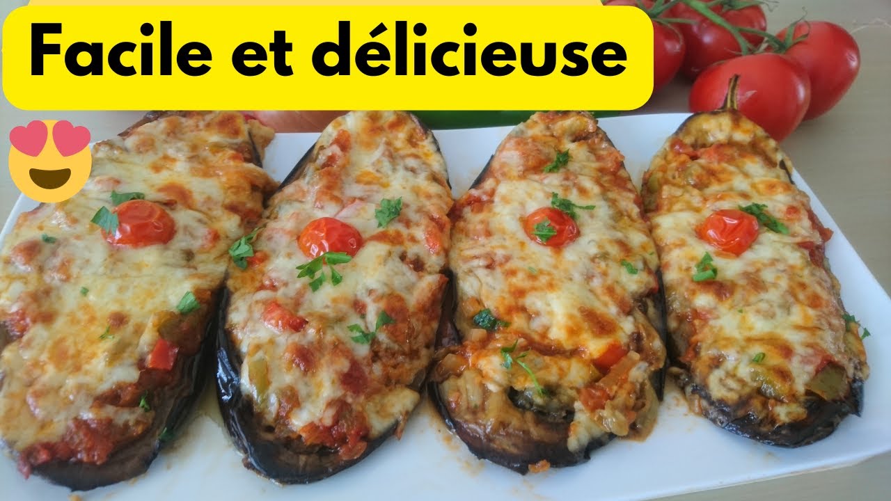 Aubergines farcies aux légumes gratinée au fourبا ذ نجا ن في الفرن بحشوة لذ يذ ة