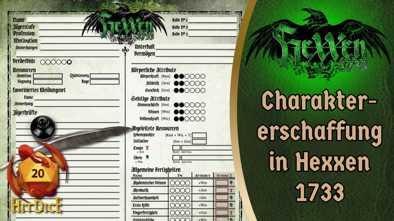 Charaktererschaffung in Hexxen 1733 | Jäger erschaffen