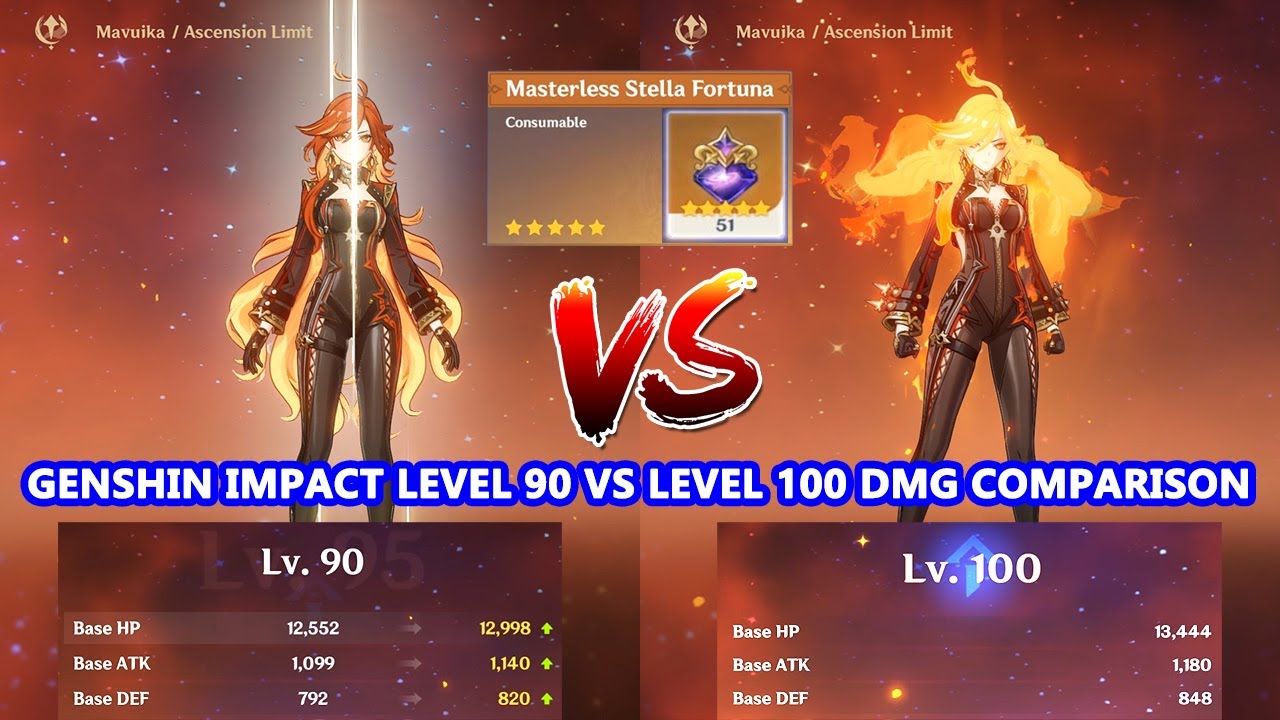 Genshin Impact Ascension Limit 6.0 : Level 90 vs Level 100 DMG Comparison