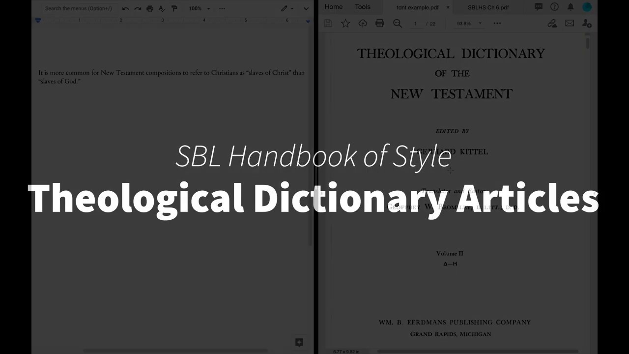 How to Cite the Theological Dictionary of the New Testament