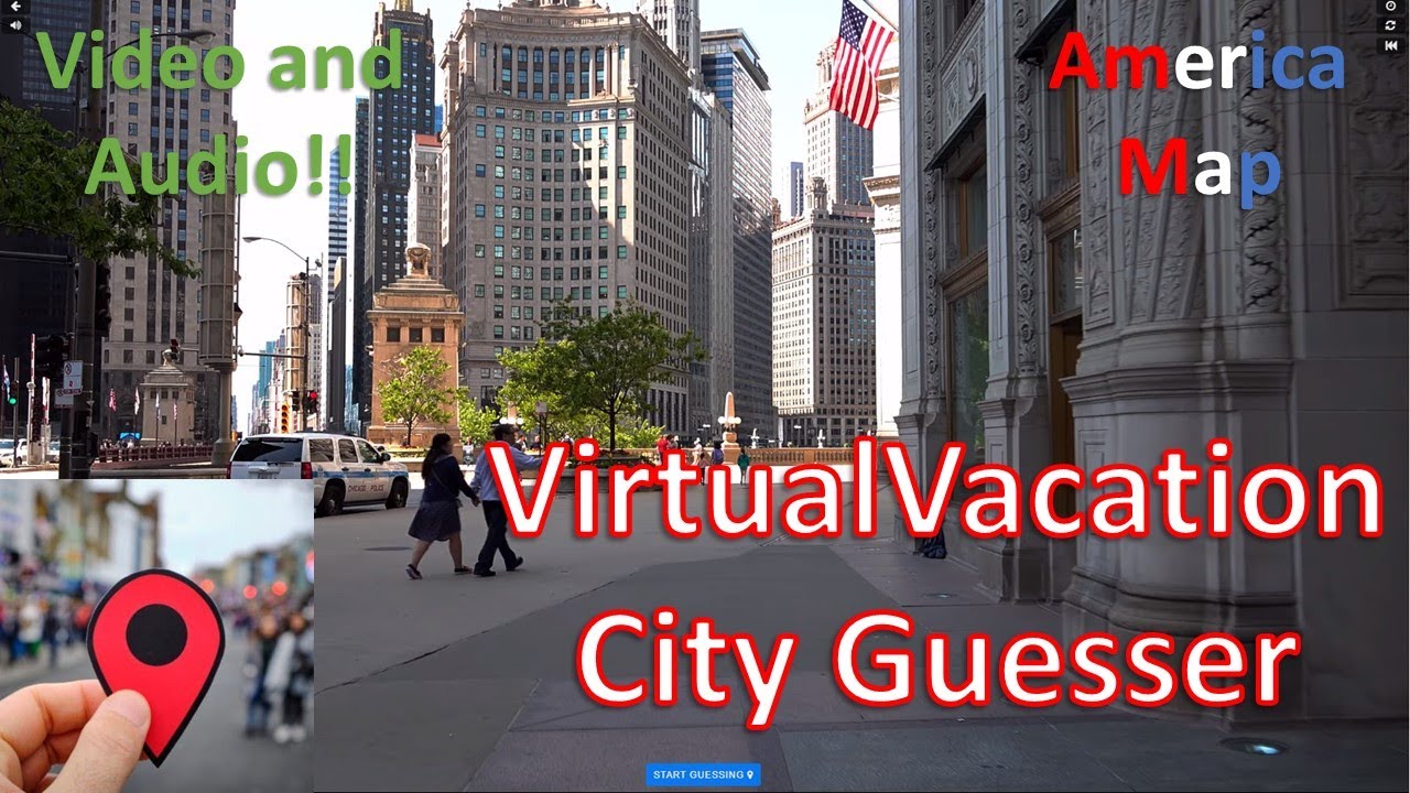 Virtual Vacation - City Guesser - AMERICAN MAP - guessing game (GeoGuessr with videos!)
