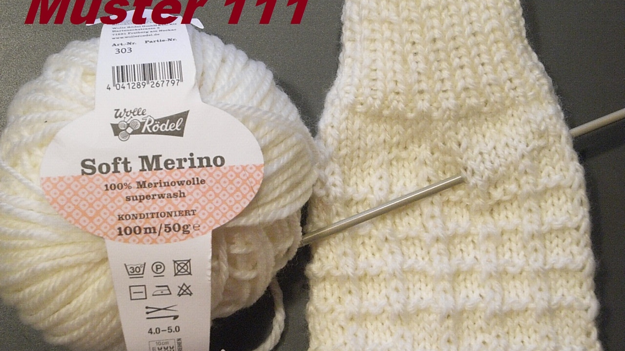 Muster 111*Waffelmuster*Gittermuster für Socken Handschuhe*Plastischemuster Stricken mit Nadelspiel