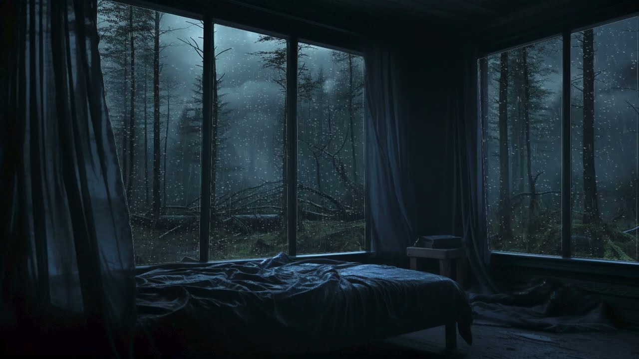 Dark Screen Rain from my Window | Heavy Rain Sounds For Sleeping in a Room