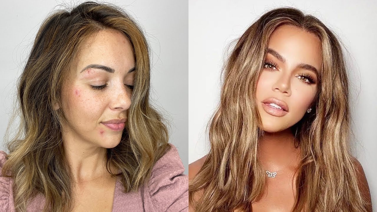 Recreating NEW MAKEUP technique tutorial, Khloé Kardashian Makeup routine | Amber Lykins