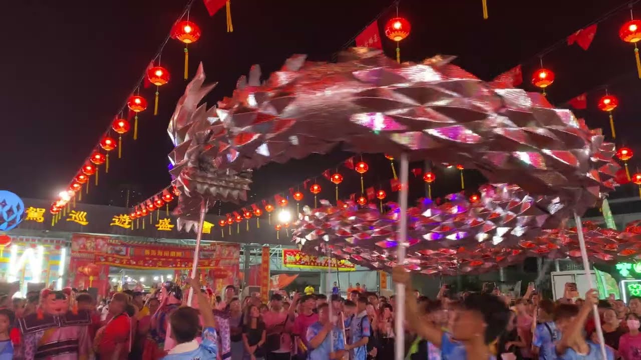 Chingay JB 2024 - Smoke Blowing Dragon + Big Head Doll Performance