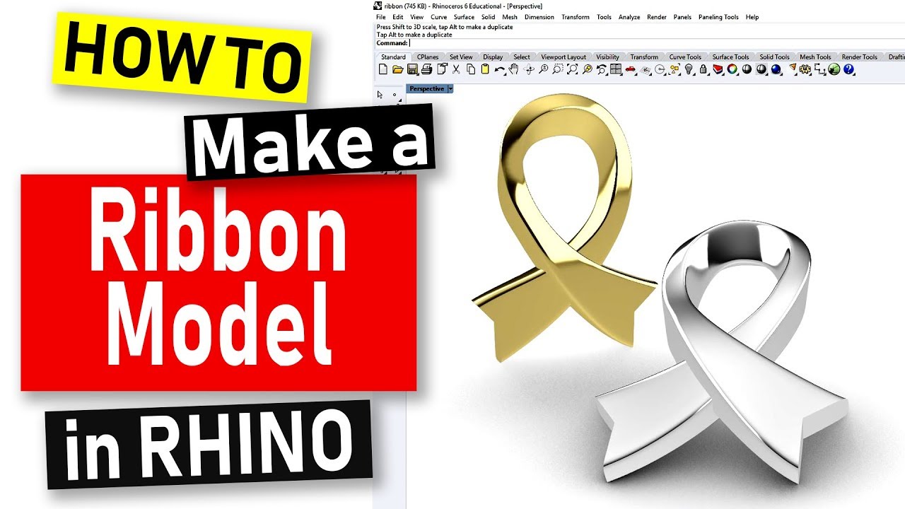 Creating a Ribbon Model in Rhino 3D (2019): Jewelry CAD Design Tutorial #64