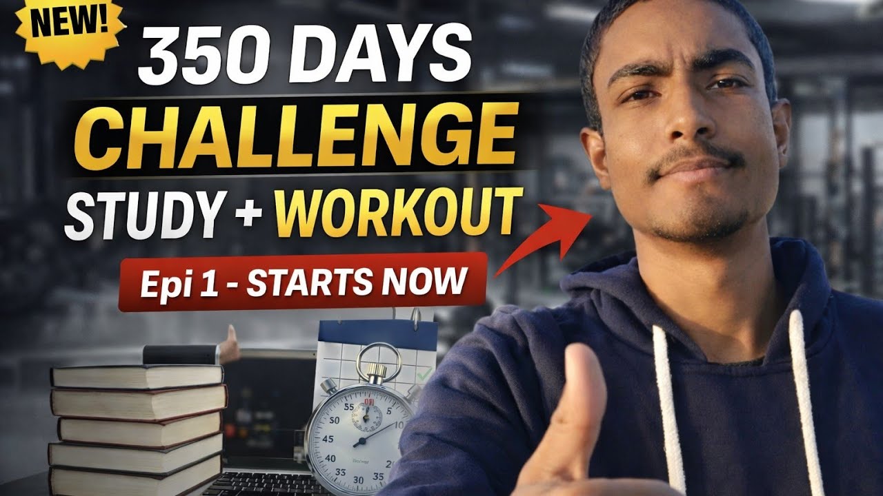 Day 1 of my 350 Days Challenge 💪🔥Fitness + Study = Discipline 📚🏋️‍♂️#350daychallenge