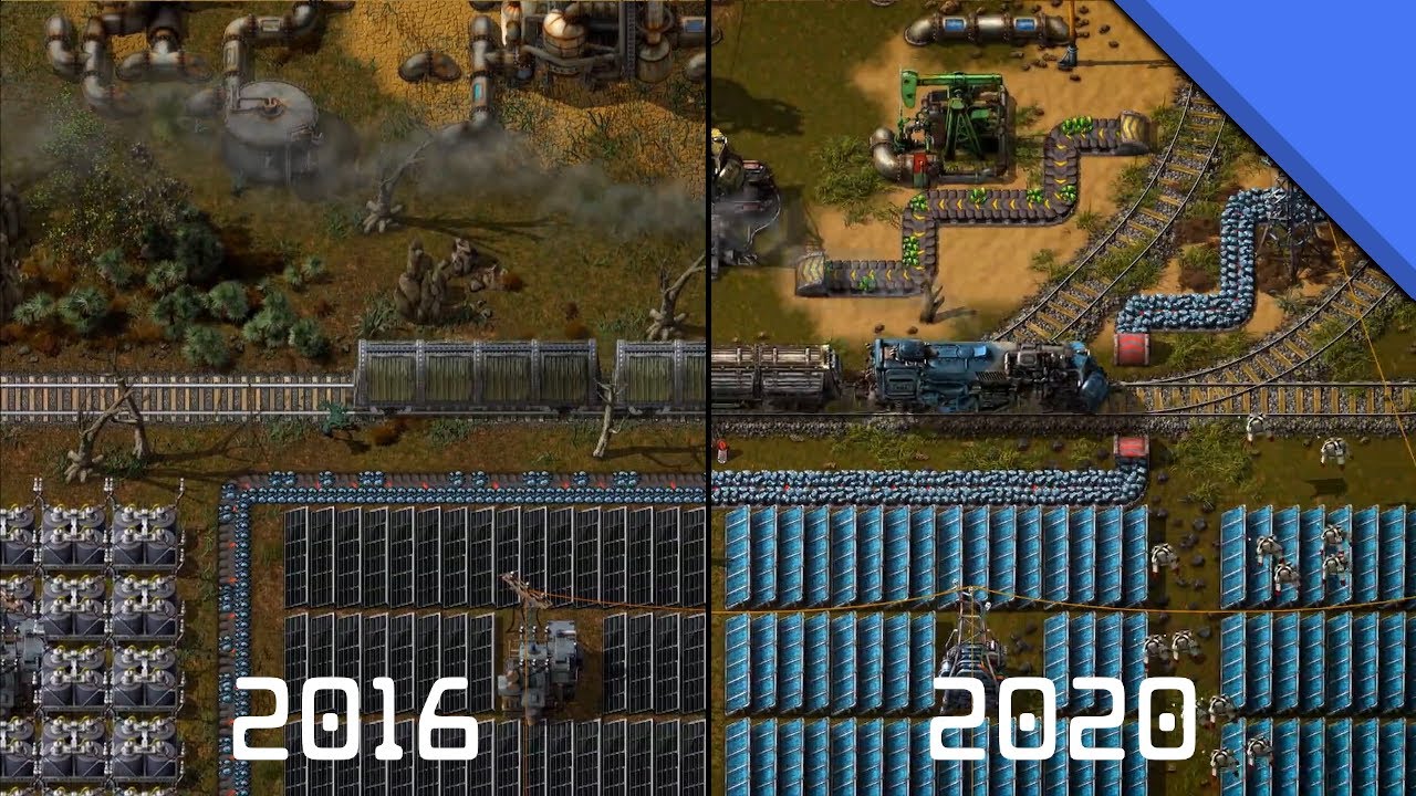 Factorio trailer comparison | 2016 vs 2020 Side by Side