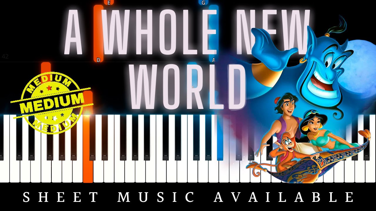 A Whole New World from Aladdin (Intermediate Piano Tutorial)