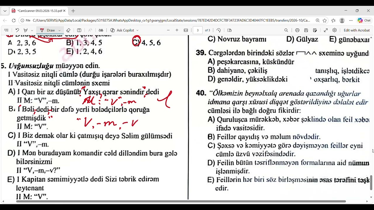 03.09.2026 AZƏRBAYCAN DİLİ BURAXILIŞ SUALLARI