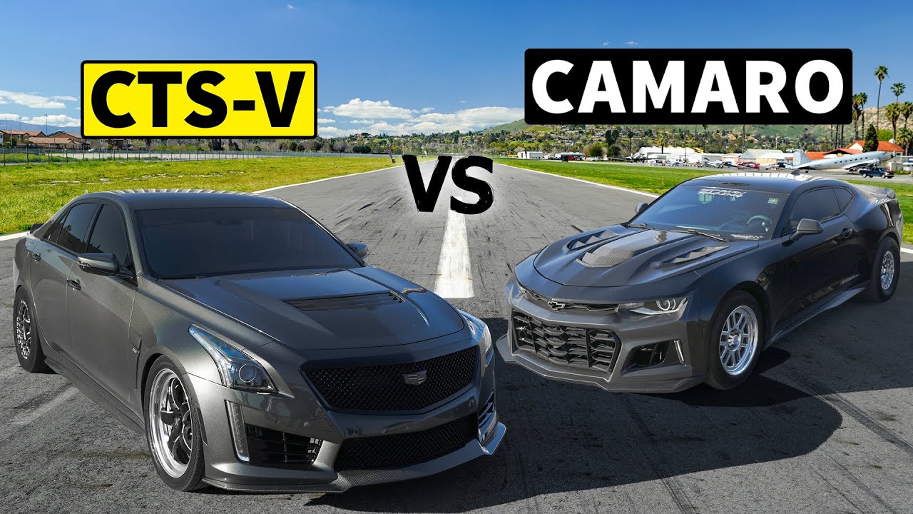 Cadillac vs Camaro Drag Race! 820hp CTS-V vs 1040hp Camaro SS
