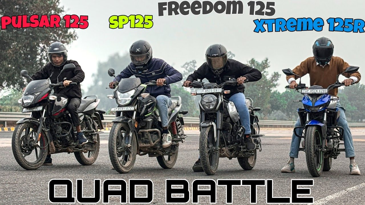 Hero Extreme 125R vs Bajaj Pulsar 125 vs Honda SP125 vs Bajaj freedom 125 || DRAG RACE