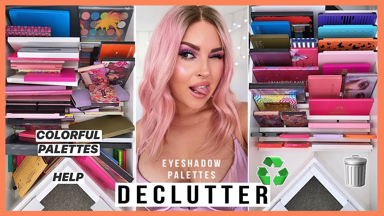 COLORFUL Eyeshadow Palette Declutter ♻️💕 HUGE MAKEUP ORGANISATION 2020
