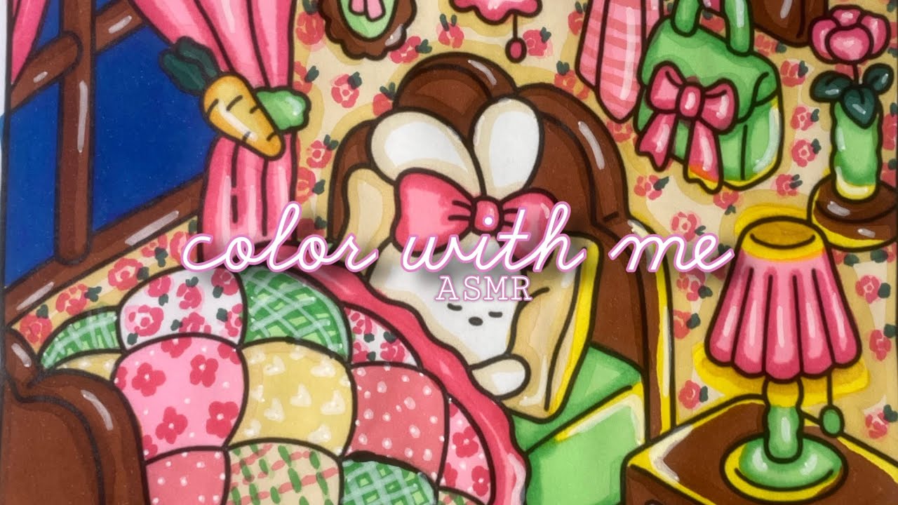 COLOR WITH ME ASMR 🌷🎀 | cozy bedroom | little corner coloring book by cocowyo